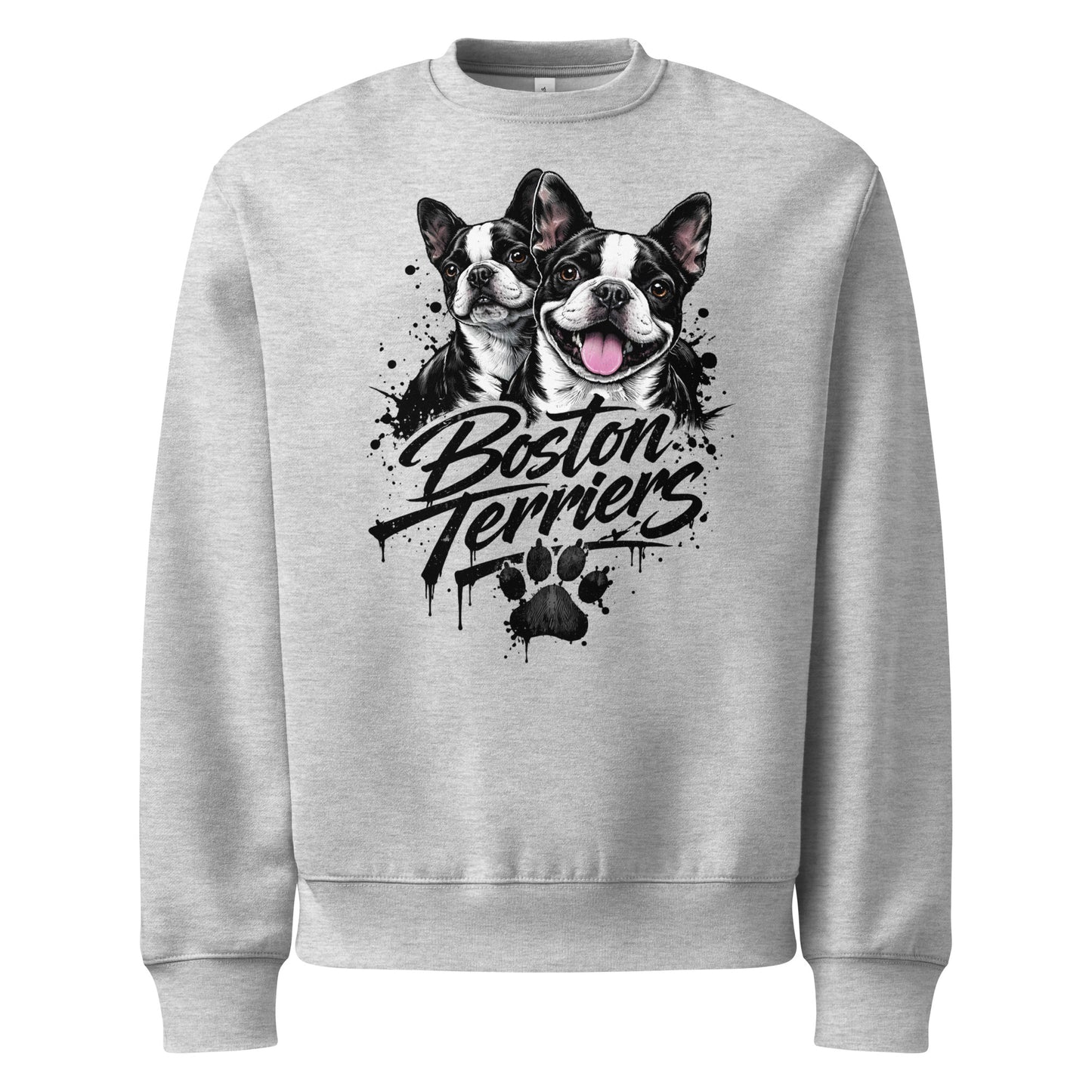 Boston Terriers Graffiti Streetwear Oversized Heavyweight Sweatshirt . Athletic Heather