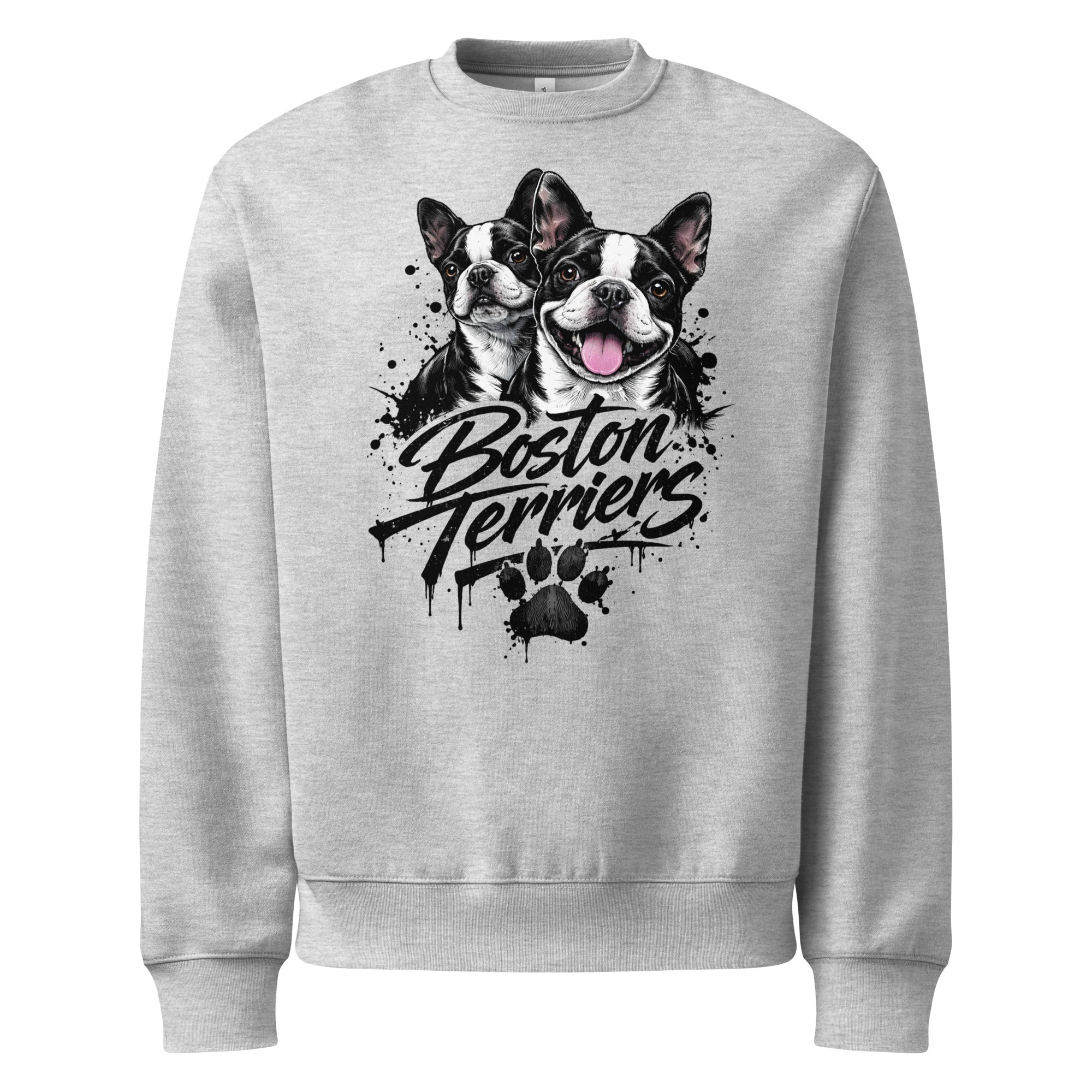 Boston Terriers Graffiti Streetwear Oversized Heavyweight Sweatshirt . Athletic Heather