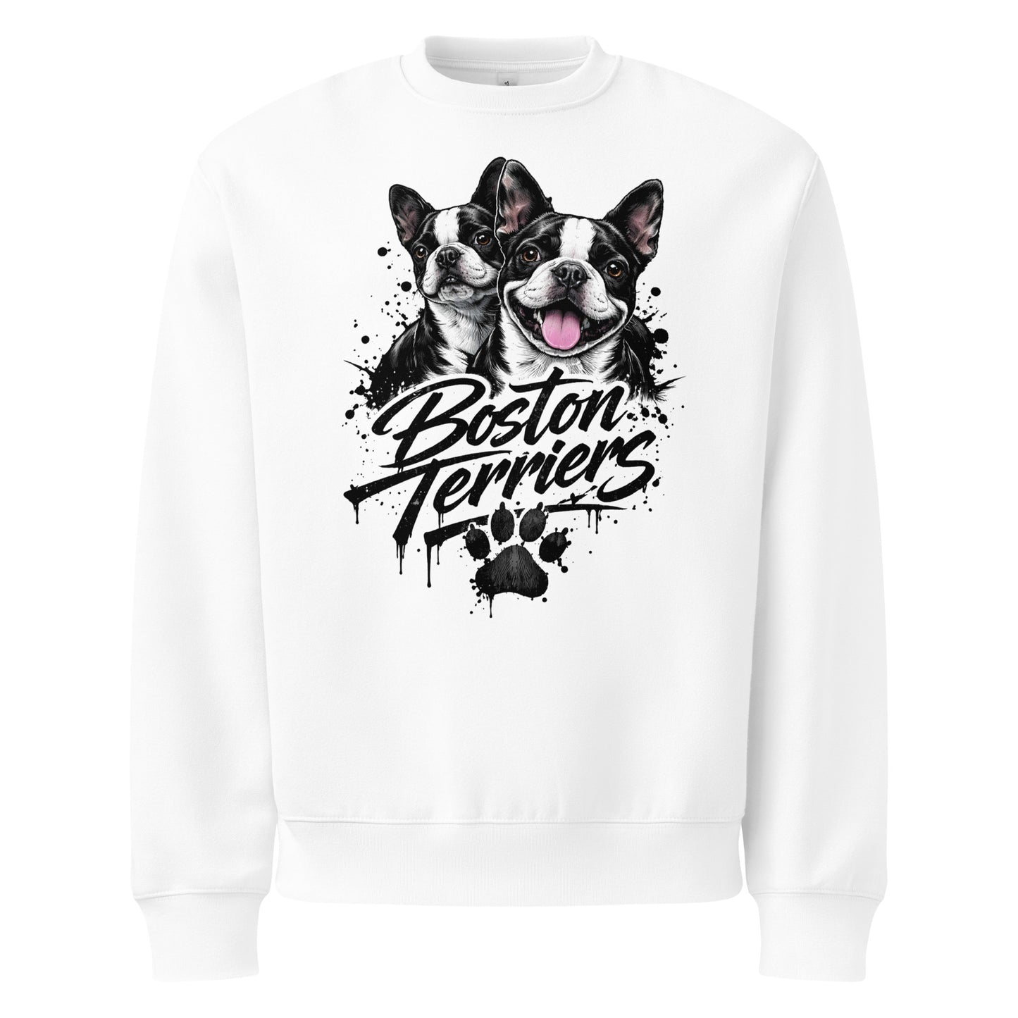 Boston Terriers Graffiti Streetwear Oversized Heavyweight Sweatshirt . White