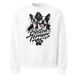 Boston Terriers Graffiti Streetwear Oversized Heavyweight Sweatshirt . White