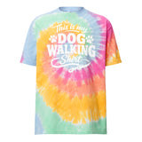 This Is My Dog Walking Shirt Funny Unisex Oversized Tie-Dye T-Shirt For Dog Moms And Dog Walkers . Sherbet rainbow