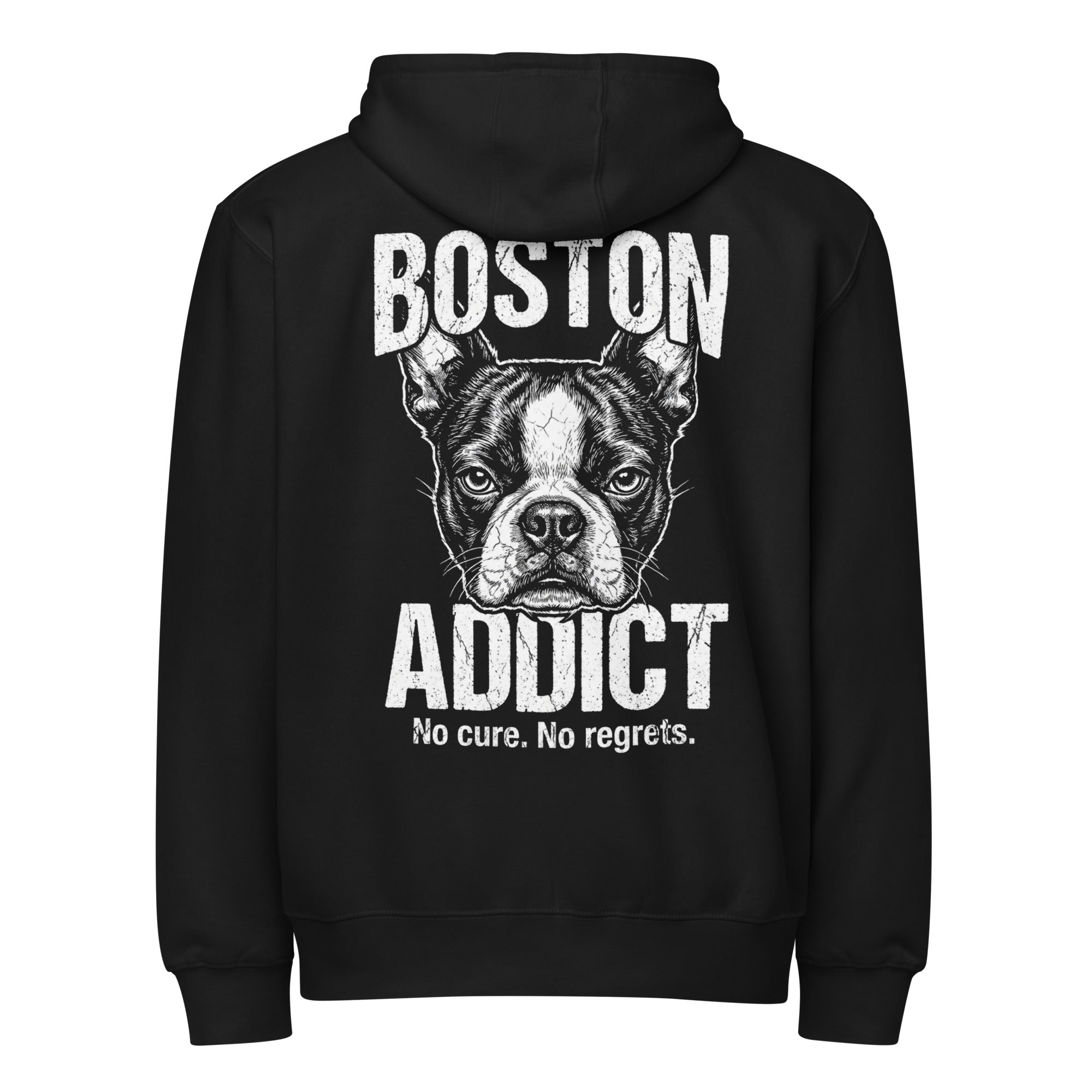 Boston Addict (No Cure. No Regrets.) Premium Full Zip Hoodie . Black