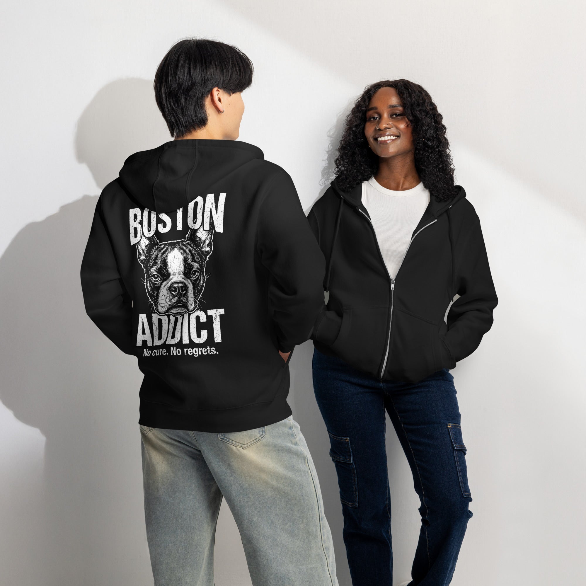 Boston Addict (No Cure. No Regrets.) Premium Full Zip Hoodie .