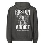 Boston Addict (No Cure. No Regrets.) Premium Full Zip Hoodie . Charcoal Heather