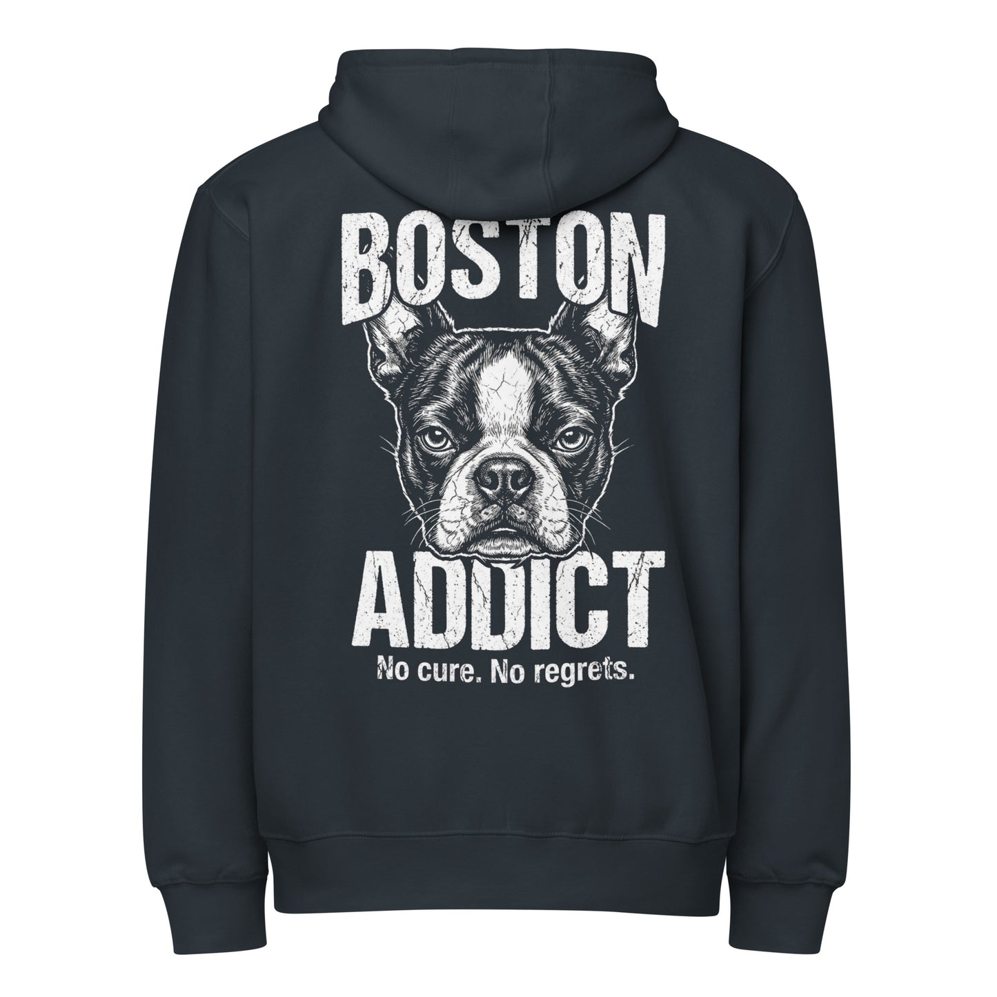 Boston Addict (No Cure. No Regrets.) Premium Full Zip Hoodie . Navy