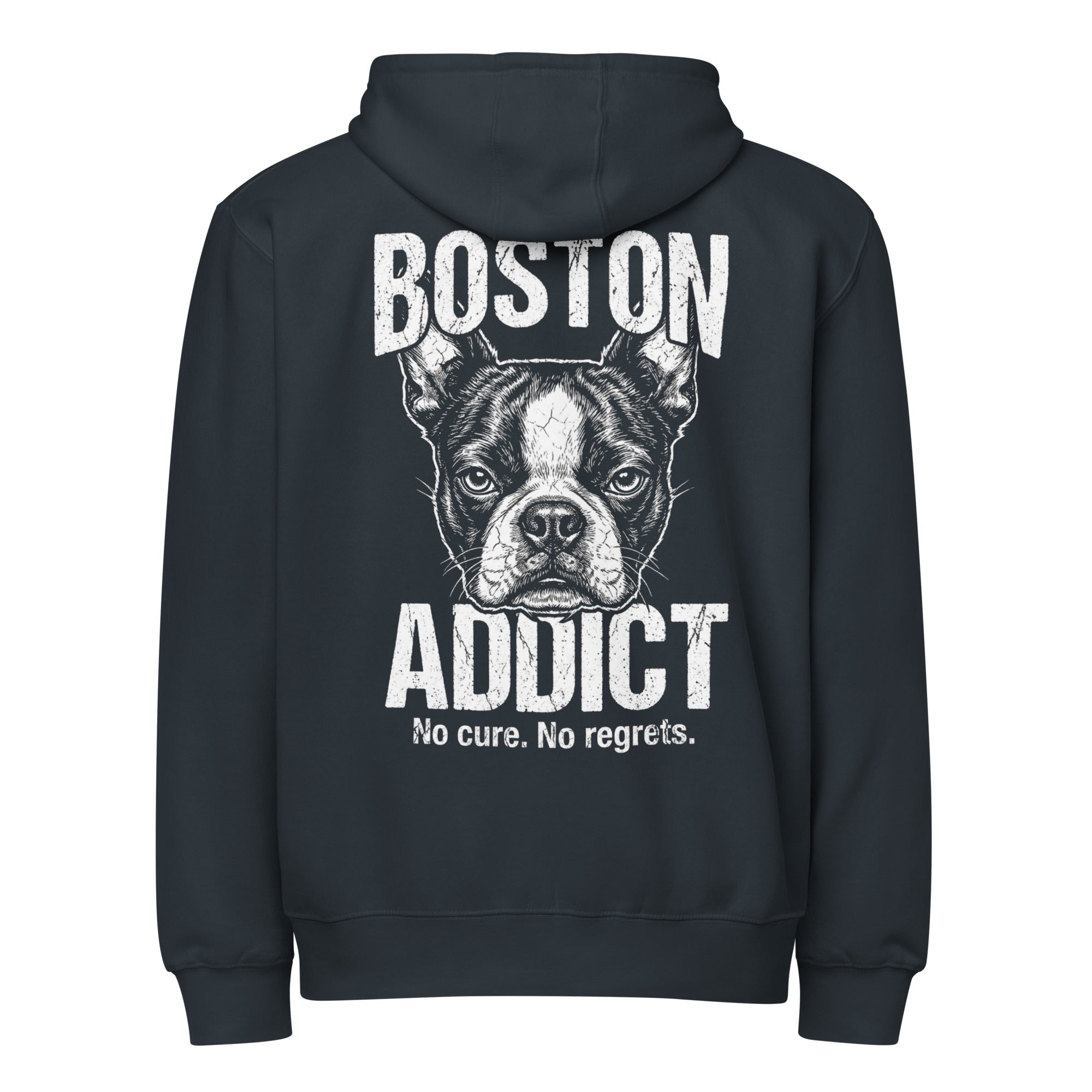 Boston Addict (No Cure. No Regrets.) Premium Full Zip Hoodie . Navy