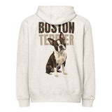 Brindle Boston Terrier Dog Premium Full Zip Hoodie . Oatmeal Heather