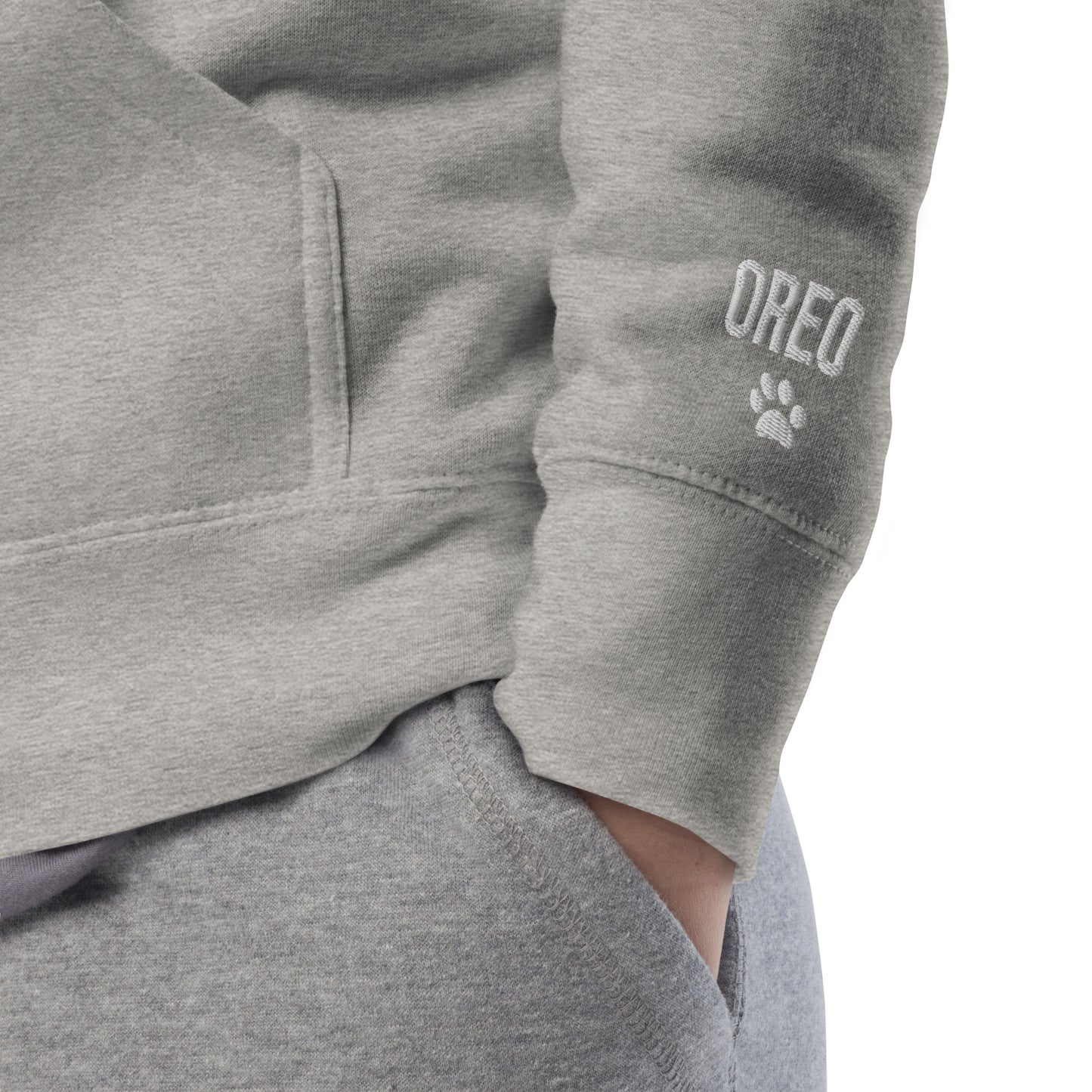 Dog Mom Embroidered With Dog Names on Sleeves Unisex Premium Hoodie