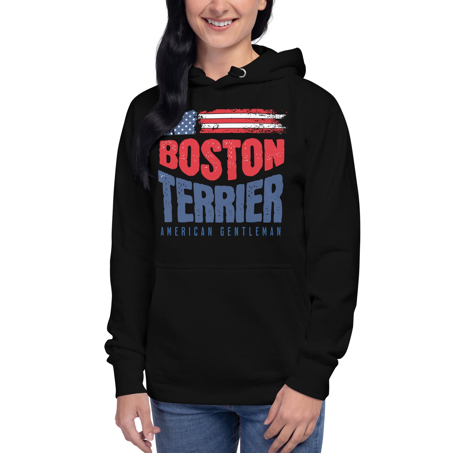 Boston Terrier American Flag Unisex Hoodie – 4th of July Patriotic Dog Tee | USA 250th Birthday Shirt .
