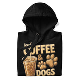 Iced Coffee & Dogs All Day Every Day Unisex Hoodie - Funny Dog Lover Tee .