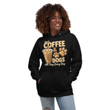 Iced Coffee & Dogs All Day Every Day Unisex Hoodie - Funny Dog Lover Tee .