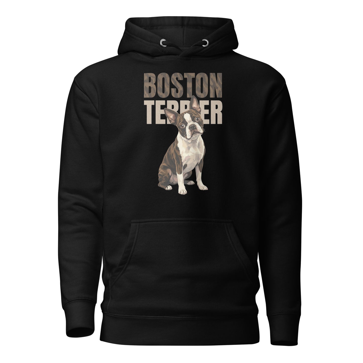 Brindle Boston Terrier Dog Unisex Hoodie . Black
