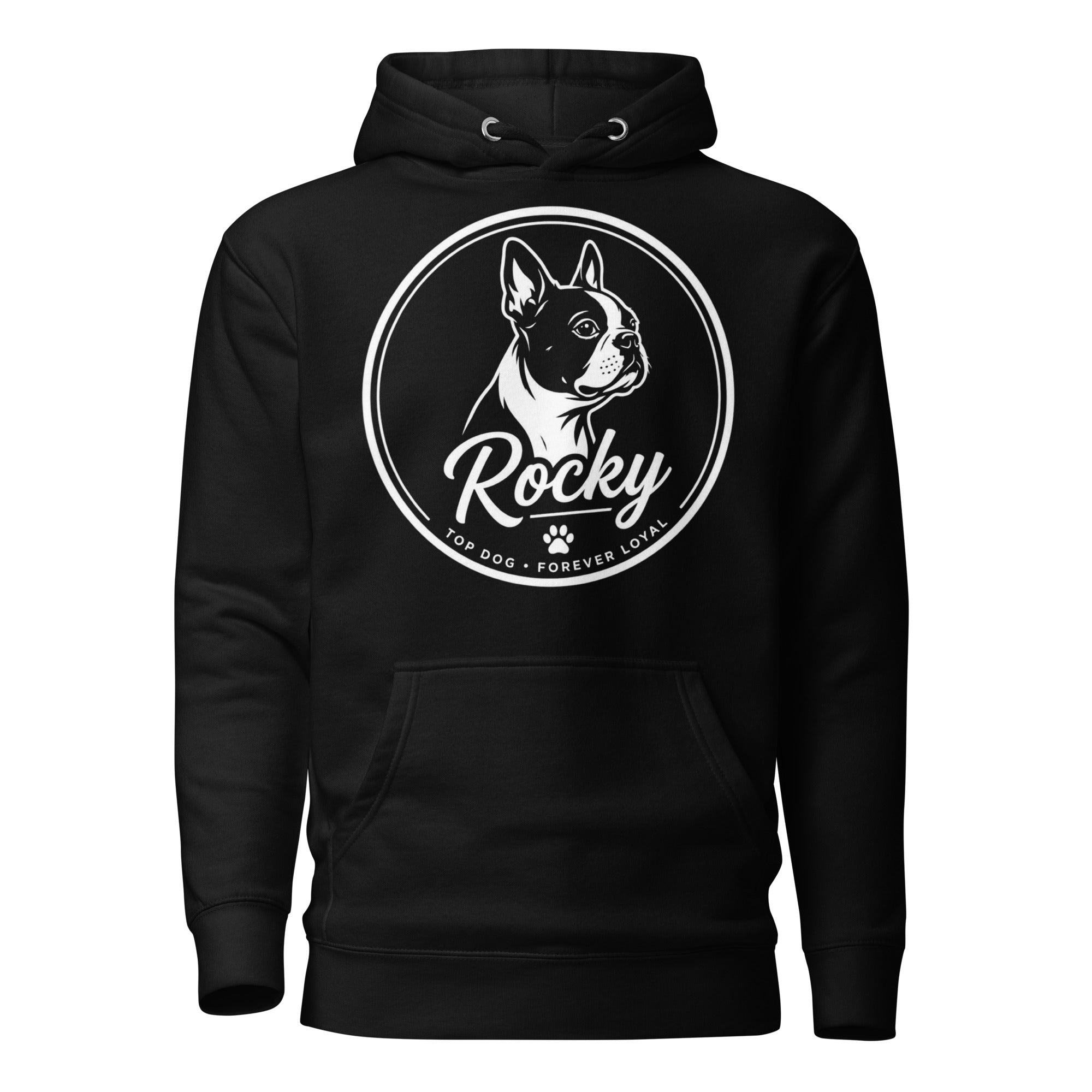 Personalized Dog Silhouette Unisex Premium Hoodie with Custom Name & Tagline . Black