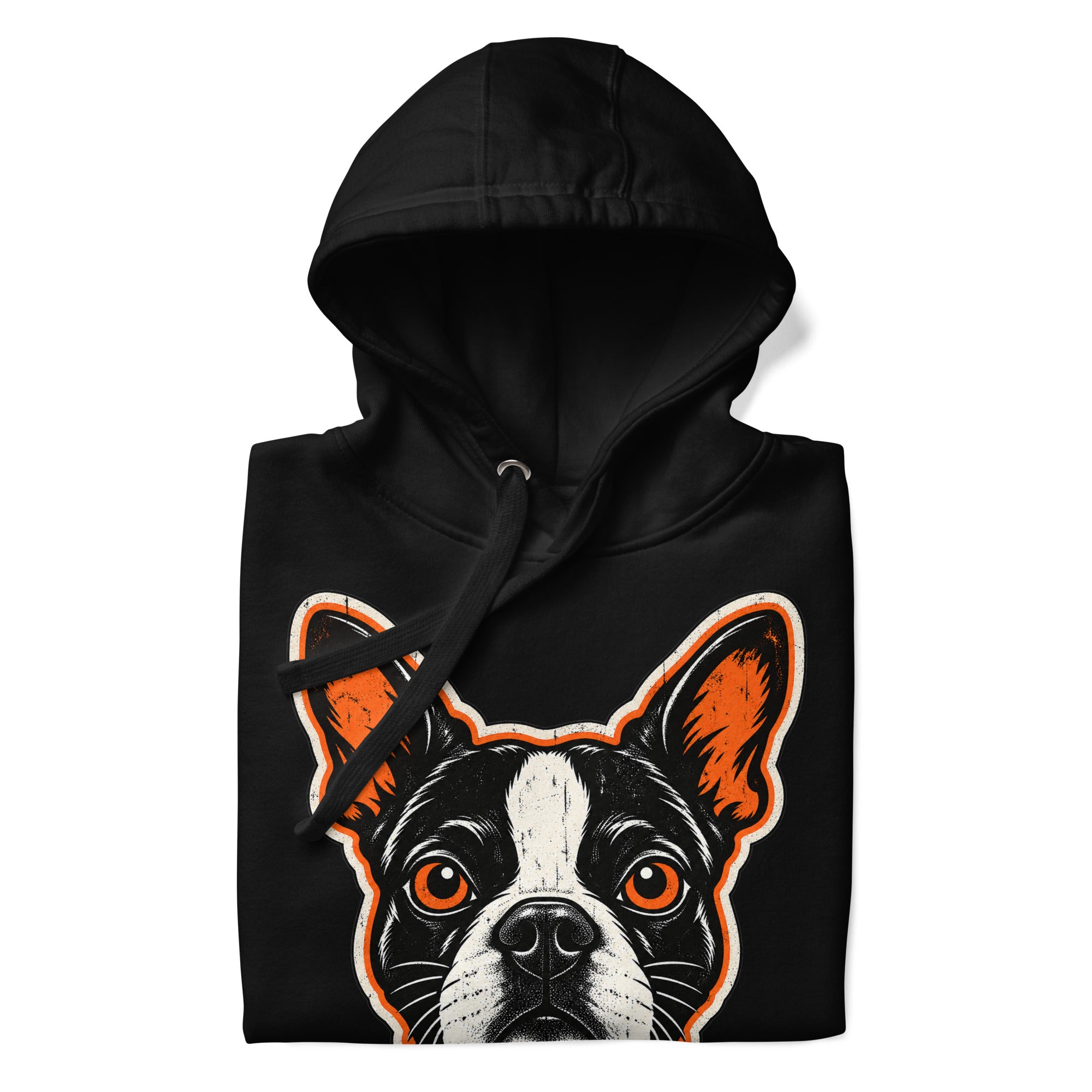 Halloween Boston Terrier Face Unisex Hoodie .