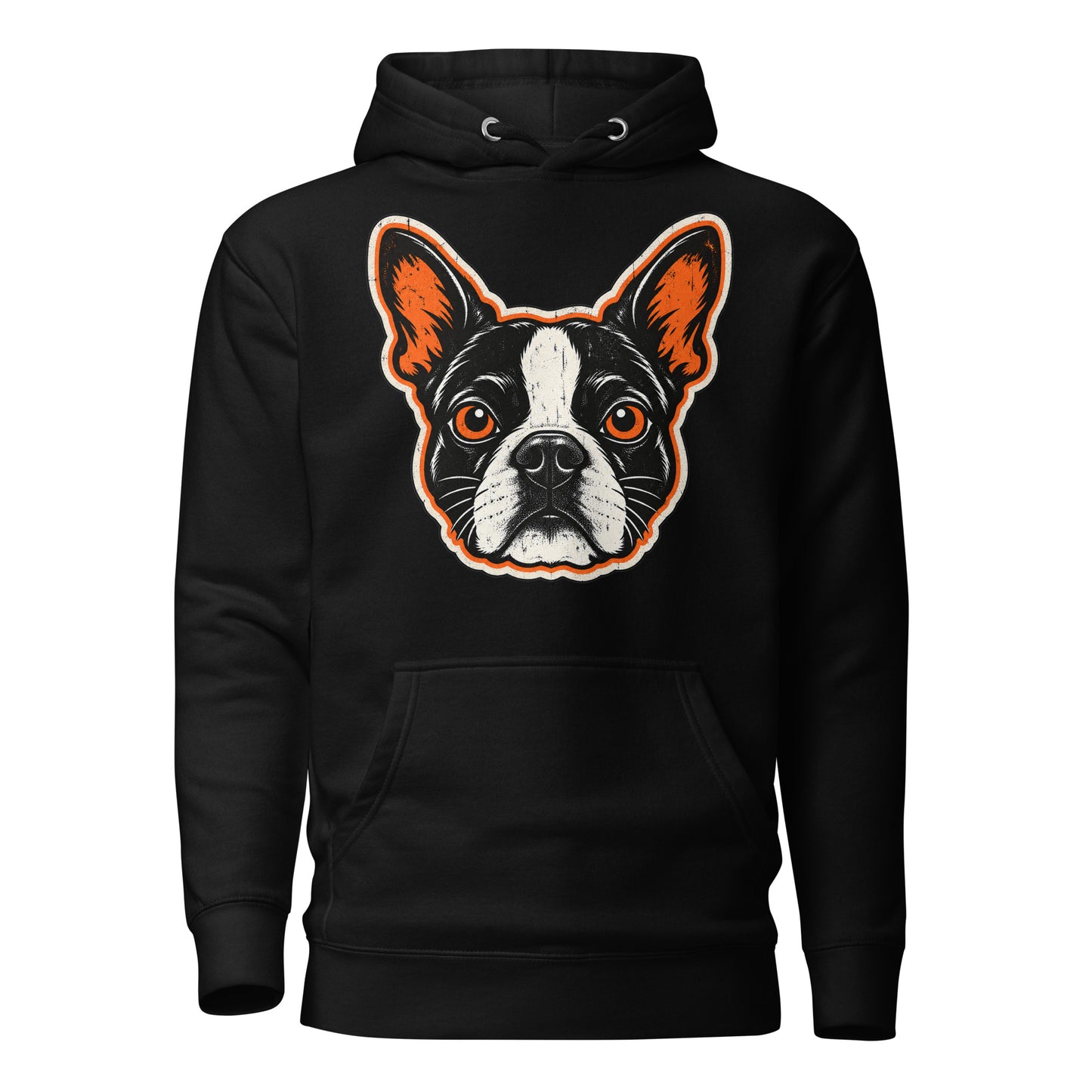 Halloween Boston Terrier Face Unisex Hoodie . Black
