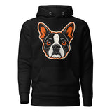 Halloween Boston Terrier Face Unisex Hoodie . Black