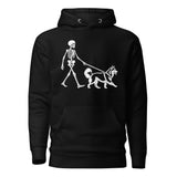 Skeleton Walking Husky Halloween Unisex Hoodie . Black