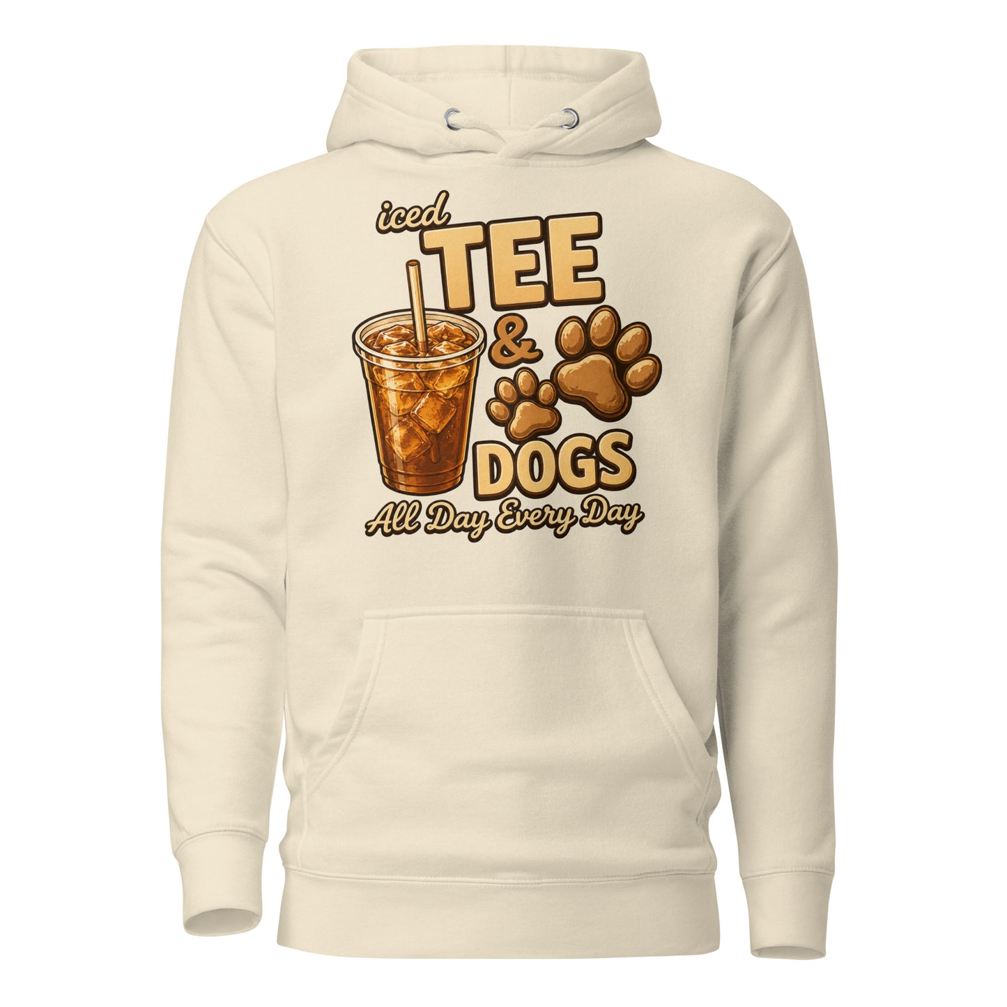 Iced Tea & Dogs All Day Every Day Unisex Hoodie - Funny Dog Lover Tee . Bone