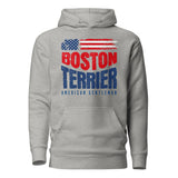 Boston Terrier American Flag Unisex Hoodie – 4th of July Patriotic Dog Tee | USA 250th Birthday Shirt . Carbon Grey