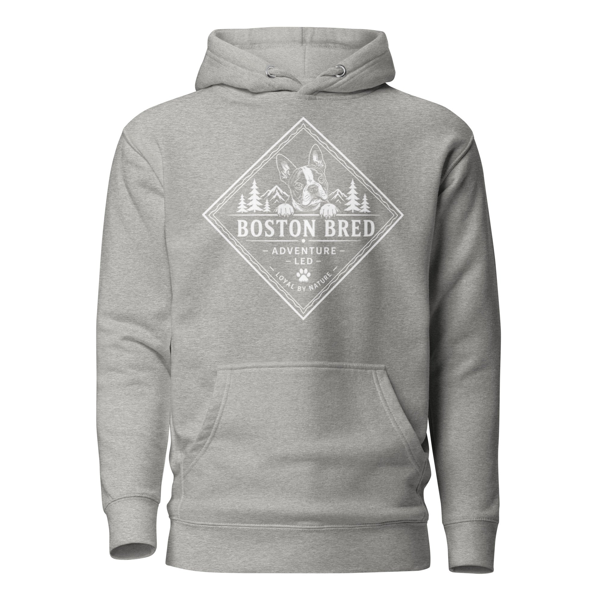 Boston Bred Adventure Led – Outdoor And Hiking Dog Lover Unisex Hoodie . Carbon Grey