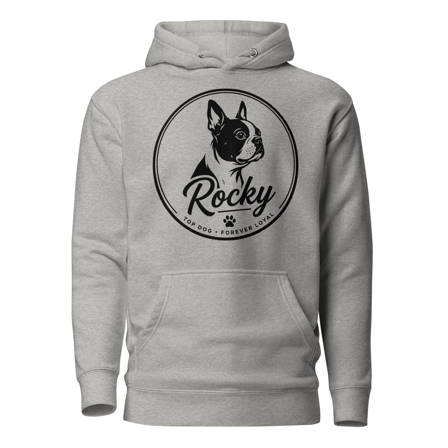 Personalized Dog Silhouette Unisex Premium Hoodie with Custom Name & Tagline . Carbon Grey