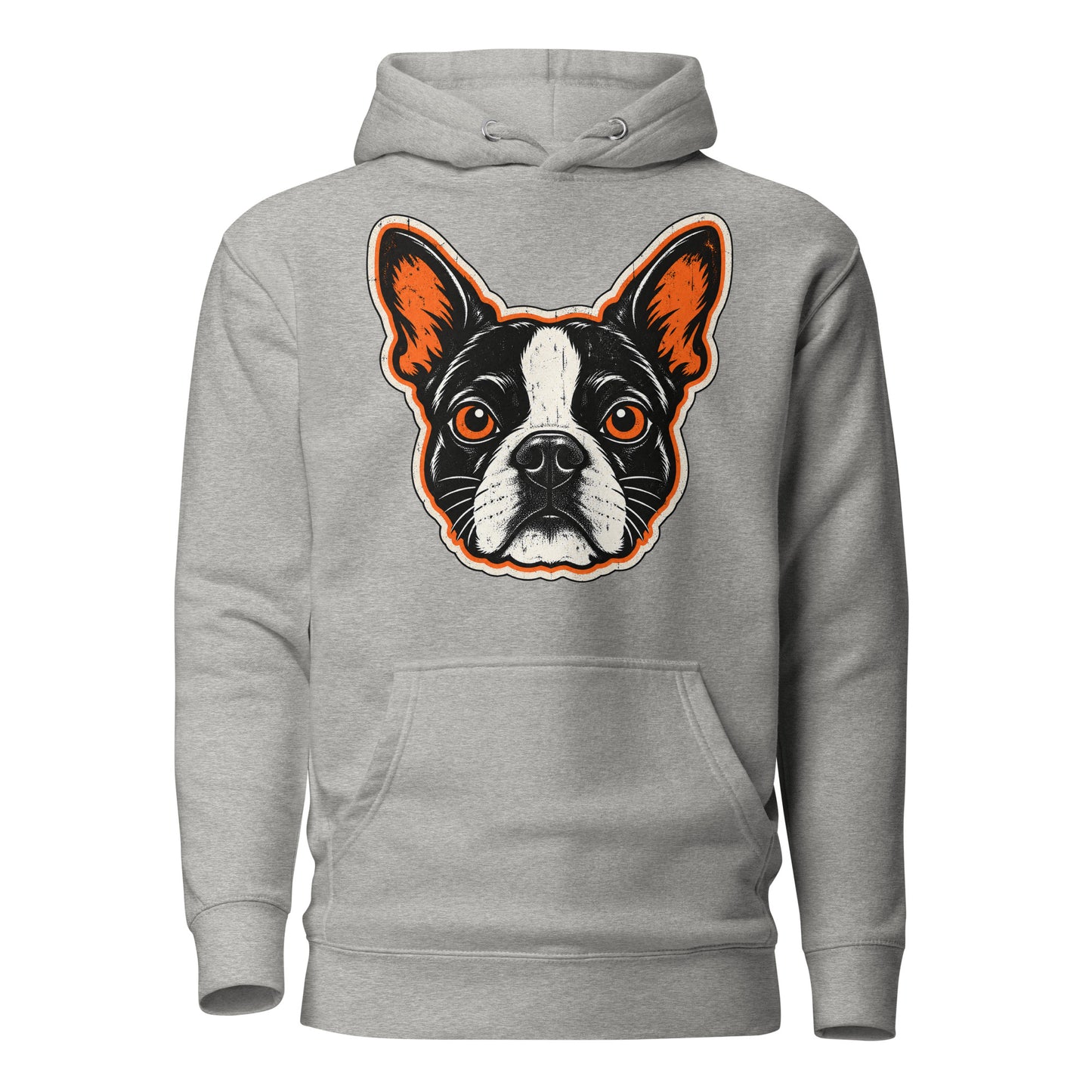 Halloween Boston Terrier Face Unisex Hoodie . Carbon Grey