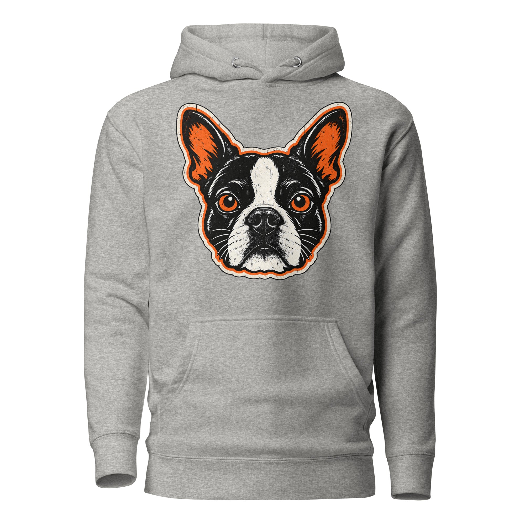 Halloween Boston Terrier Face Unisex Hoodie . Carbon Grey