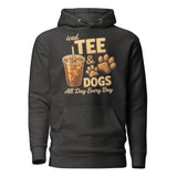Iced Tea & Dogs All Day Every Day Unisex Hoodie - Funny Dog Lover Tee . Charcoal Heather