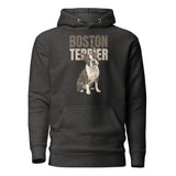 Brindle Boston Terrier Dog Unisex Hoodie . Charcoal Heather