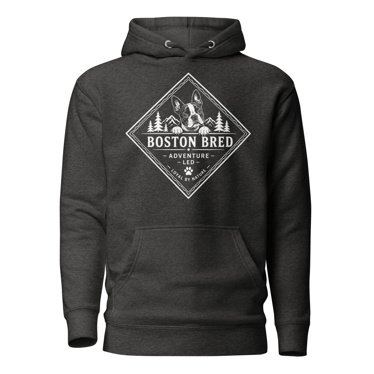 Boston Bred Adventure Led – Outdoor And Hiking Dog Lover Unisex Hoodie . Charcoal Heather