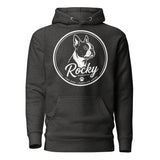 Personalized Dog Silhouette Unisex Premium Hoodie with Custom Name & Tagline . Charcoal Heather