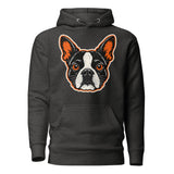 Halloween Boston Terrier Face Unisex Hoodie . Charcoal Heather