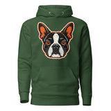 Halloween Boston Terrier Face Unisex Hoodie . Forest Green