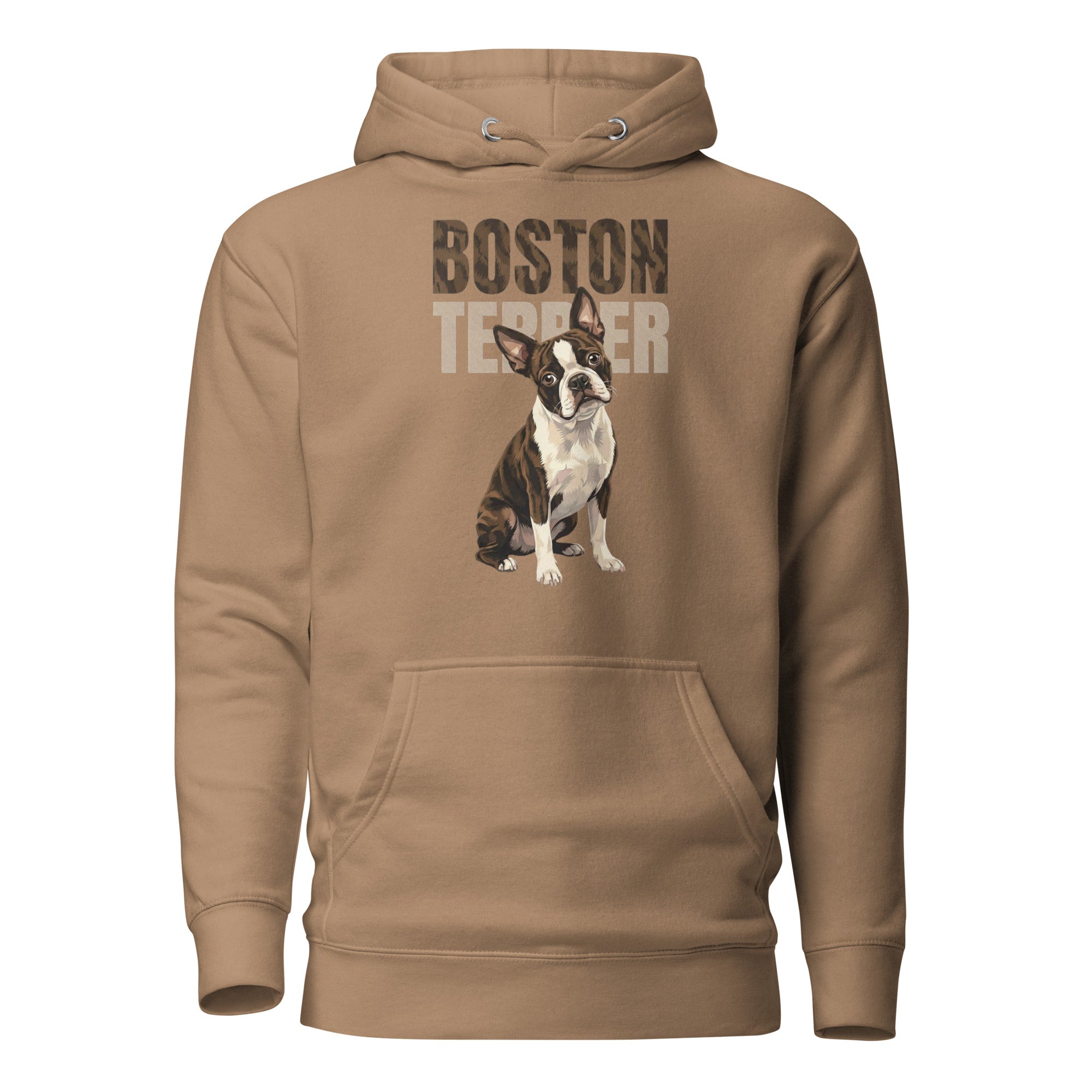 Brindle Boston Terrier Dog Unisex Hoodie . Latte