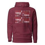 Boston Terrier Word Collage Unisex Hoodie – Dog Lover Typography Art . Maroon