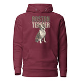 Brindle Boston Terrier Dog Unisex Hoodie . Maroon