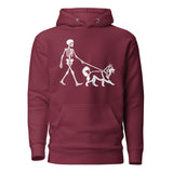 Skeleton Walking Husky Halloween Unisex Hoodie . Maroon