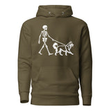 Skeleton Walking Husky Halloween Unisex Hoodie . Military Green