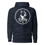 Personalized Dog Silhouette Unisex Premium Hoodie with Custom Name & Tagline . Navy Blazer