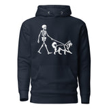 Skeleton Walking Husky Halloween Unisex Hoodie . Navy Blazer