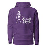 Skeleton Walking Husky Halloween Unisex Hoodie . Purple