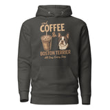 Iced Coffee & Boston Terrier All Day Every Day Unisex Hoodie . Vintage Black