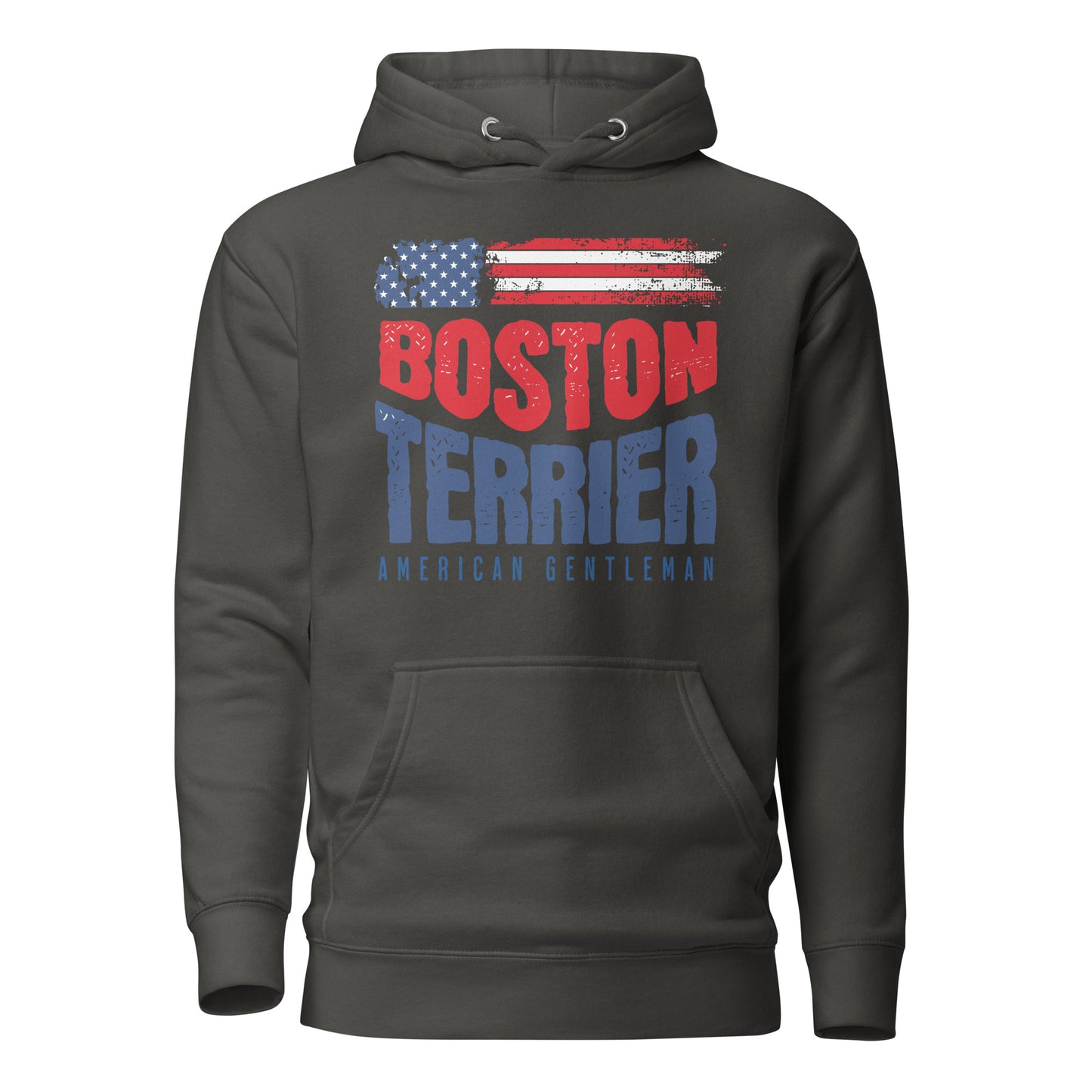 Boston Terrier American Flag Unisex Hoodie – 4th of July Patriotic Dog Tee | USA 250th Birthday Shirt . Vintage Black