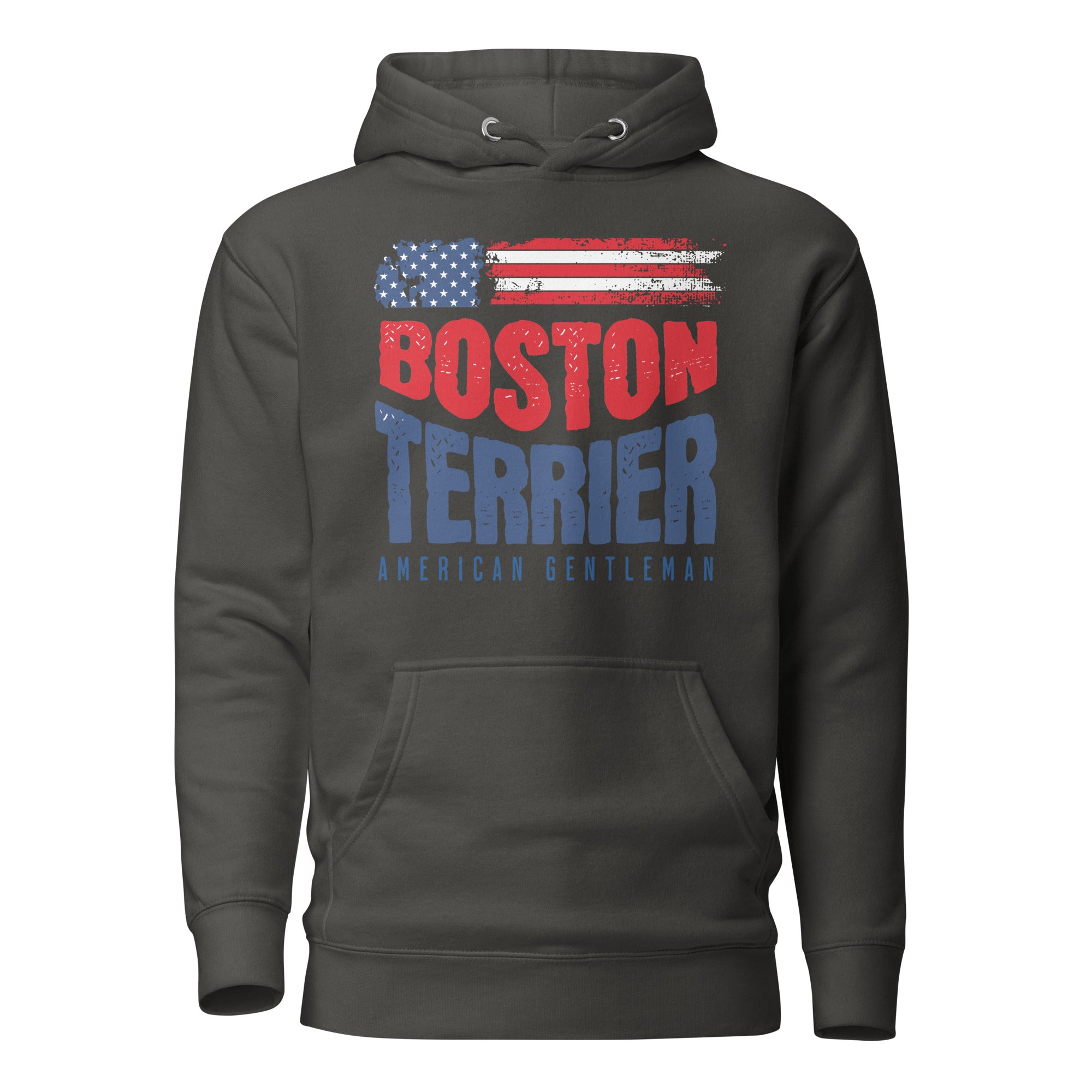 Boston Terrier American Flag Unisex Hoodie – 4th of July Patriotic Dog Tee | USA 250th Birthday Shirt . Vintage Black
