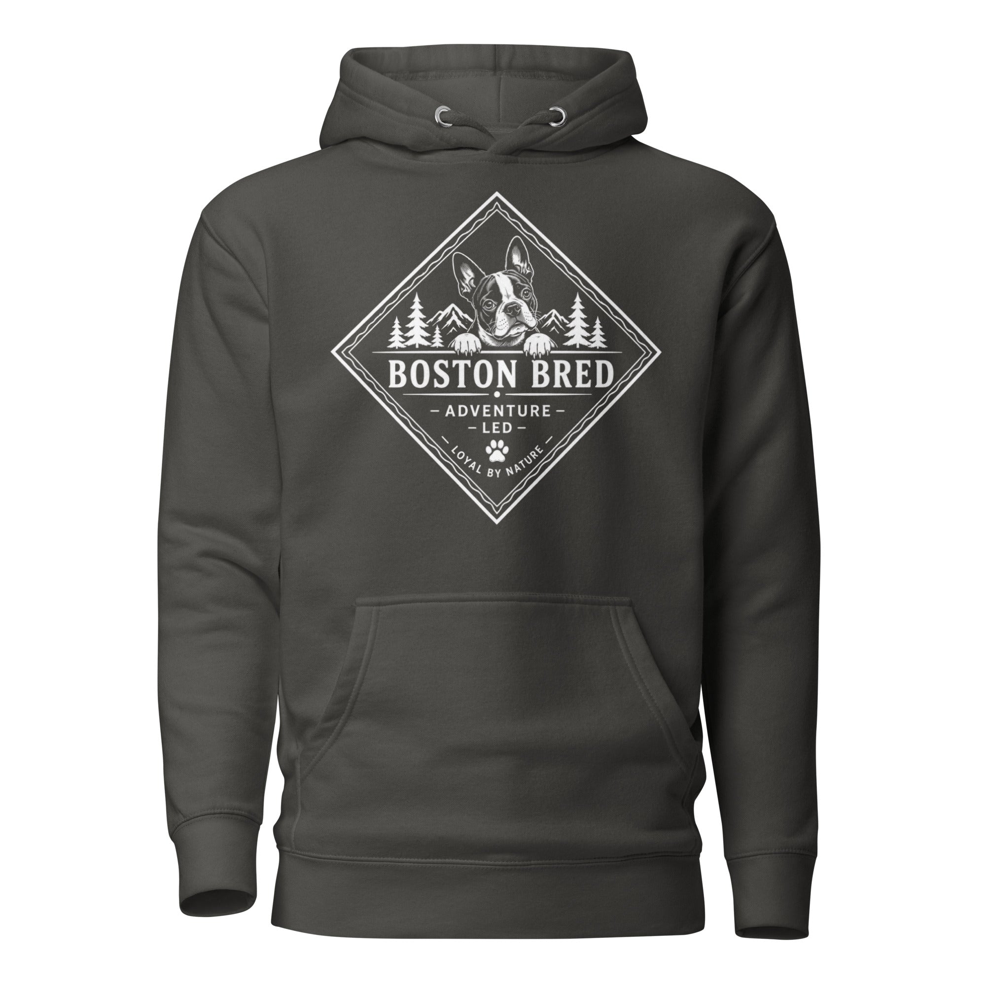 Boston Bred Adventure Led – Outdoor And Hiking Dog Lover Unisex Hoodie . Vintage Black