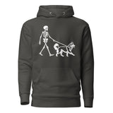 Skeleton Walking Husky Halloween Unisex Hoodie . Vintage Black