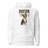Brindle Boston Terrier Dog Unisex Hoodie . White