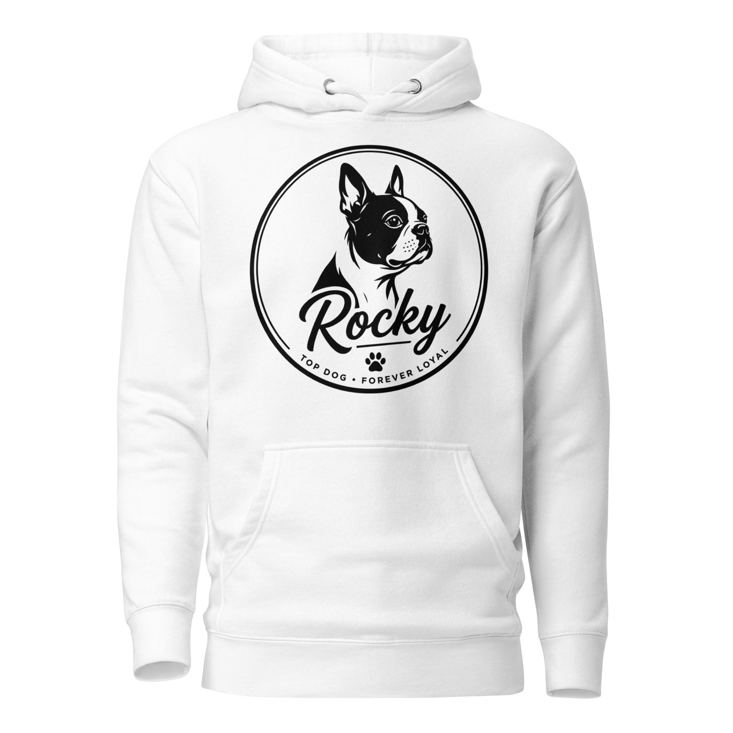 Personalized Dog Silhouette Unisex Premium Hoodie with Custom Name & Tagline . White