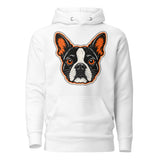 Halloween Boston Terrier Face Unisex Hoodie . White