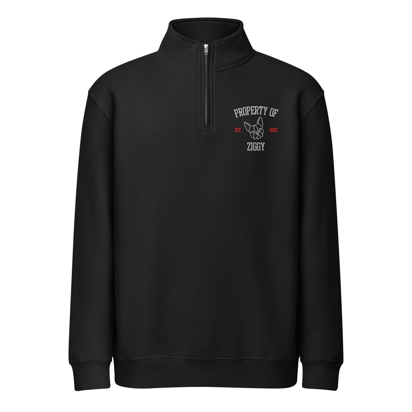 Property Of My Dog Custom Embroidered Unisex Premium 1/4 Zip Sweatshirt . Black